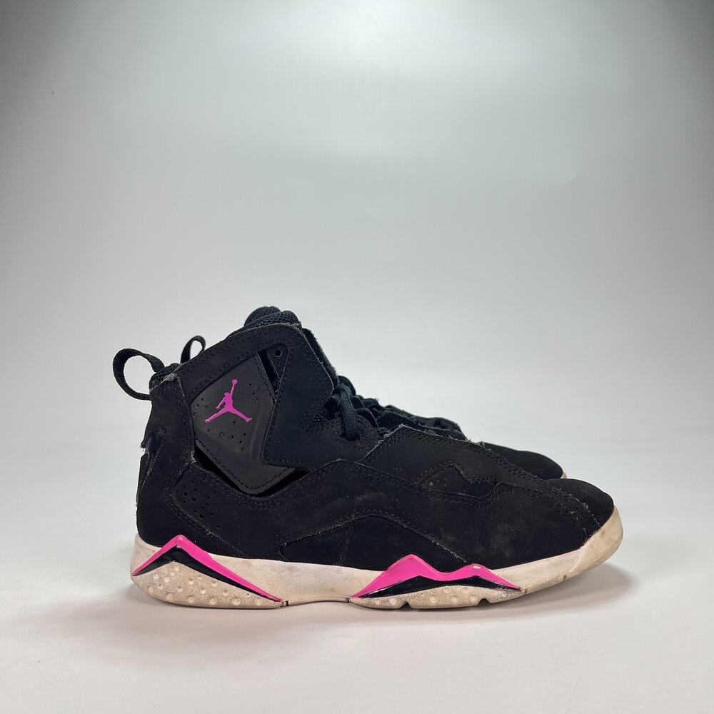 Jordan True Flight Black Pink High Top Basketball Shoes 342775-001 Youth Size 2Y
